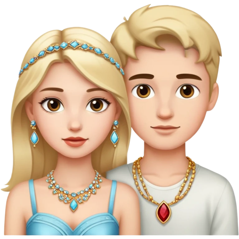 beautiful girl with jewelry with boy emoji