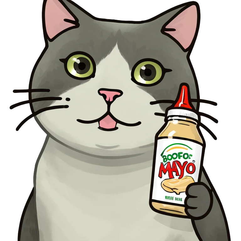 cat wearing a mayo emoji
