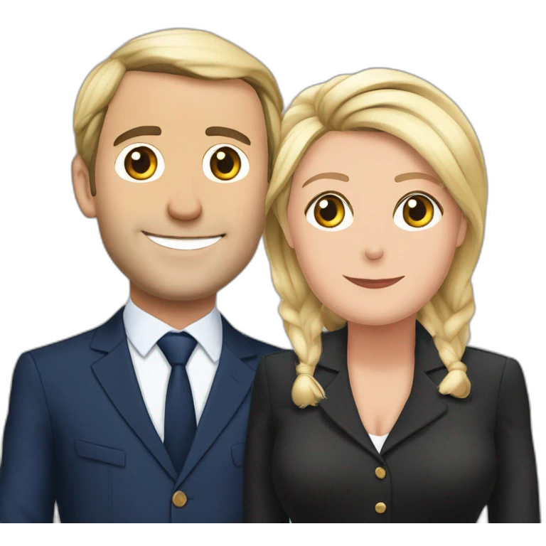 Macron et marine le pen s’embrasse emoji