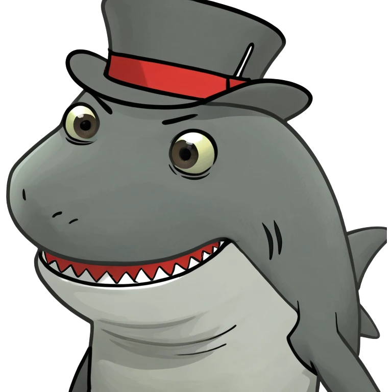 Shark with a top hat emoji
