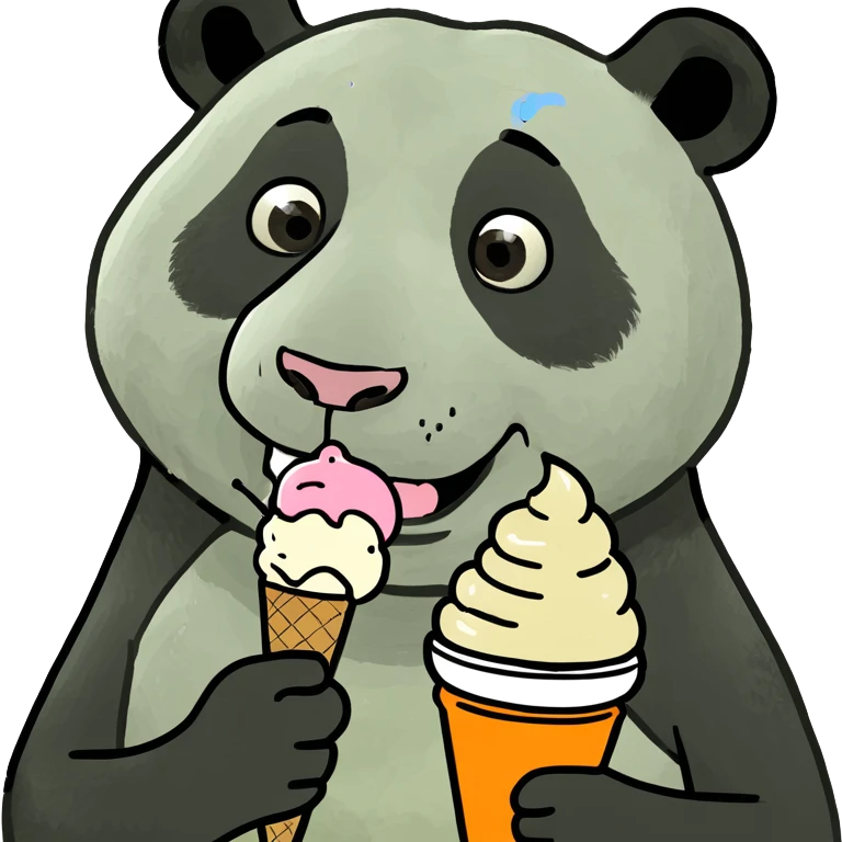 Panda eating ice cream emoji