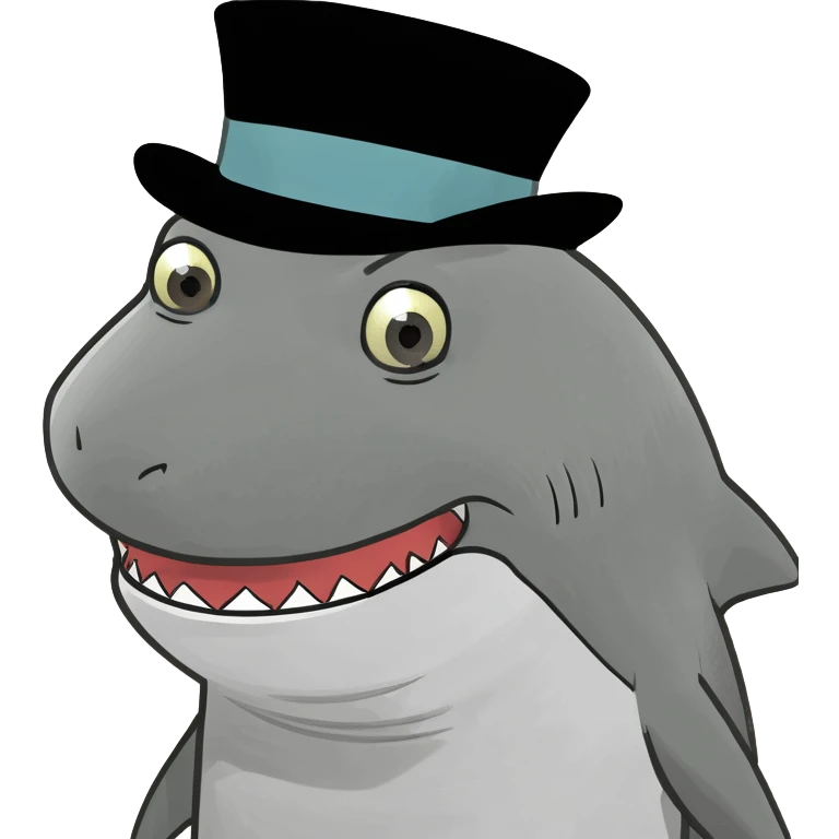 Shark with a top hat emoji