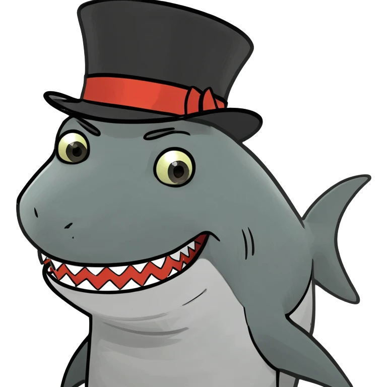 Shark with a top hat emoji
