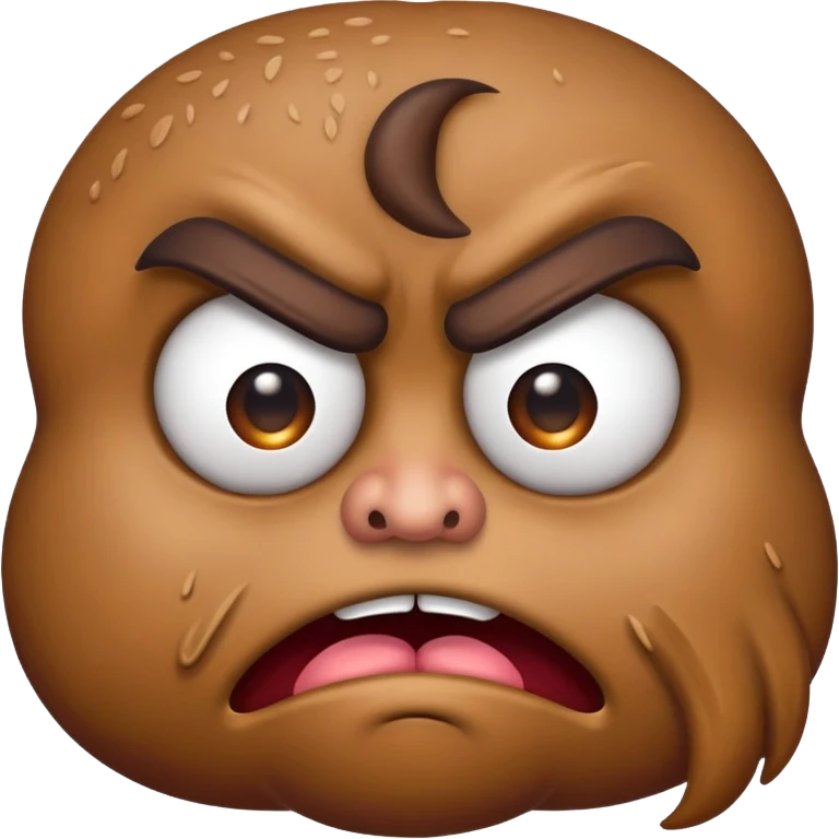 grumpy poop emoji with angry eyebrows emoji