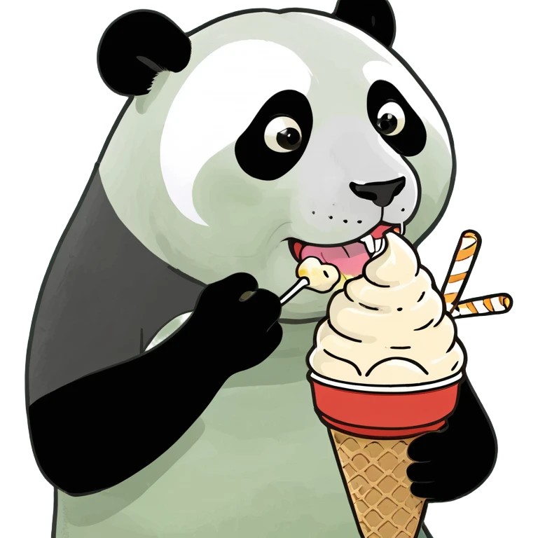 Panda eating ice cream emoji