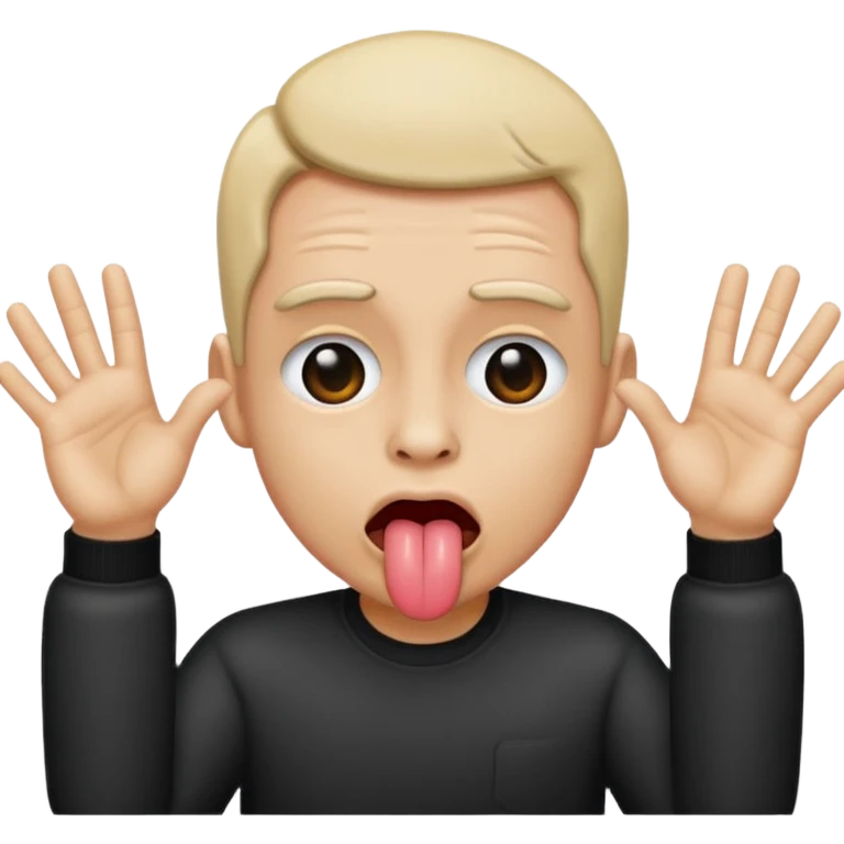 tongue sticking out emoji with rock and roll hands on each side of face emoji
