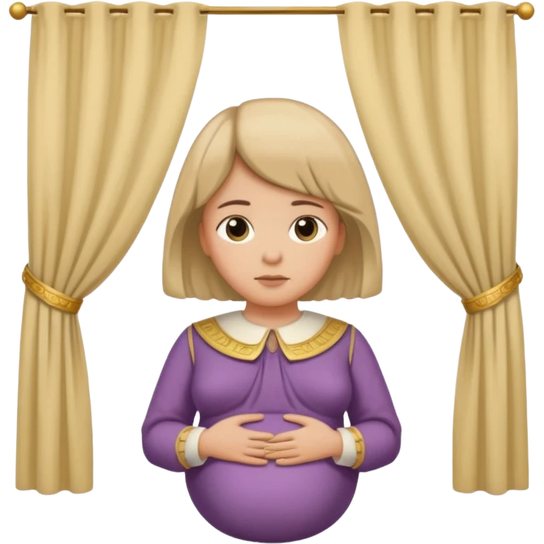 🫃 but with parted middle hair (curtains)  pregnant and in a roman collar  emoji
