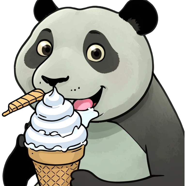 Panda eating ice cream emoji