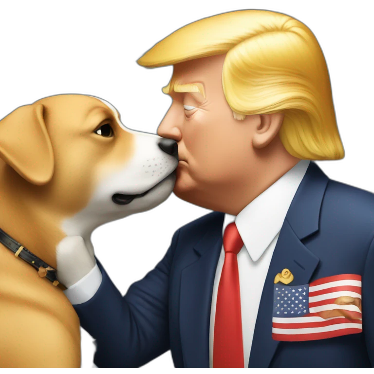 trump kissing a dog emoji
