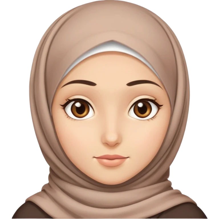 بنت محجبه. بشرتها بيضاء مائله للبني عيونها بنيه  emoji