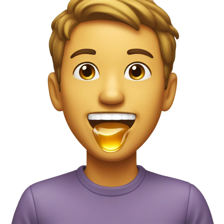 Smiling while honey pouring outta mouth emoji