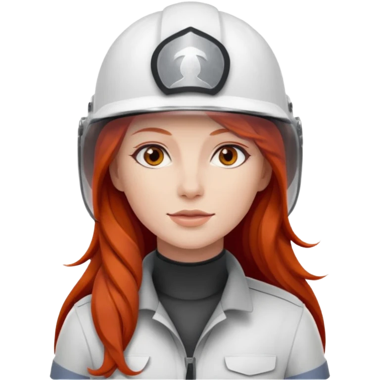 Mujer pelo rojo y largo con casco blanco sin logos  emoji