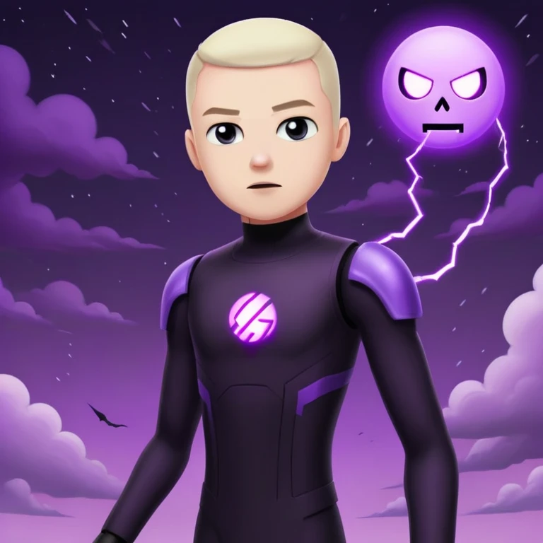 Minecraft Enderman attacking player with username "Artem" in the End dimension, purple sky emoji
