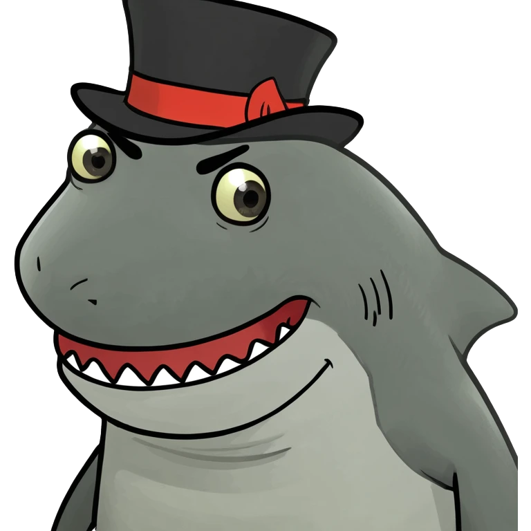 Shark with a top hat emoji