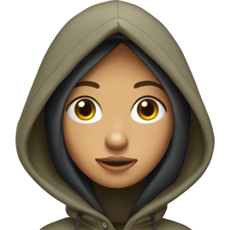 mysterious girl in hooded parka emoji