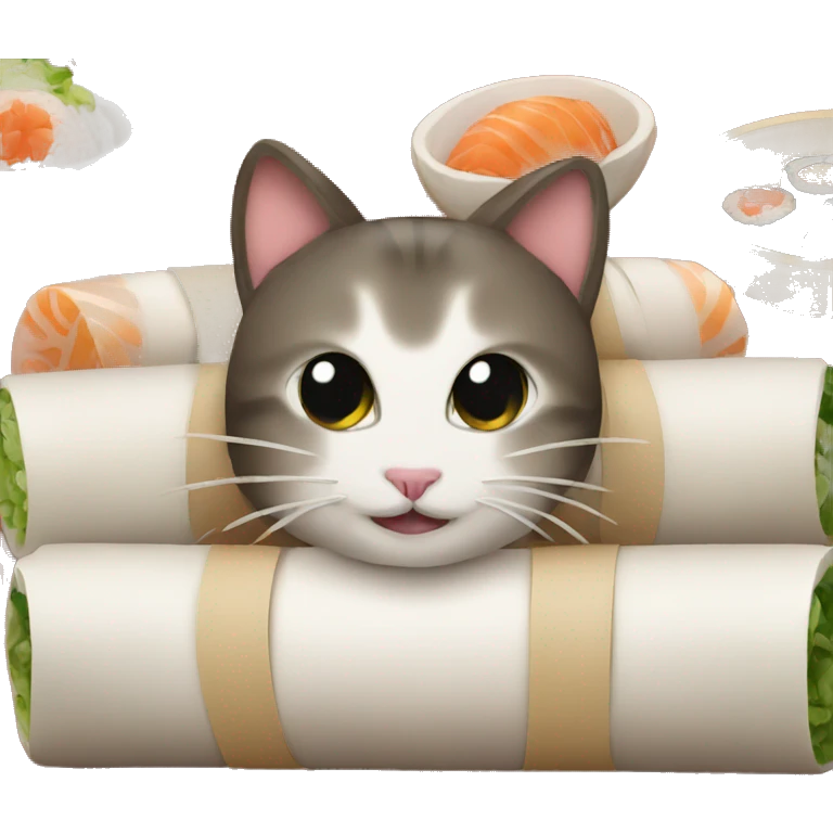 a cat in a sushi roll emoji