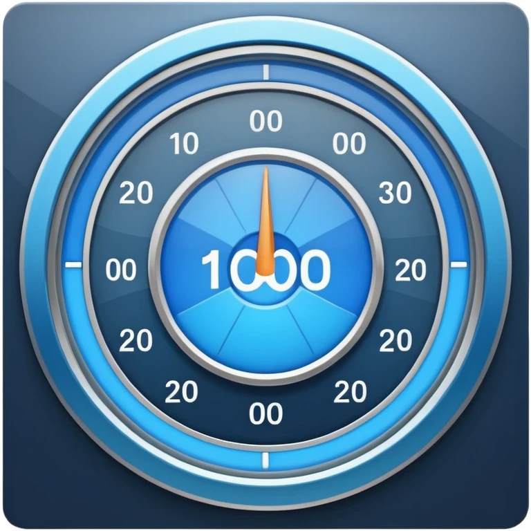 circular KPI dashboard icon with a blue segmented ring, central 92% number, two small trend indicators, smooth glossy frame, soft shadow, minimal vibrant look emoji