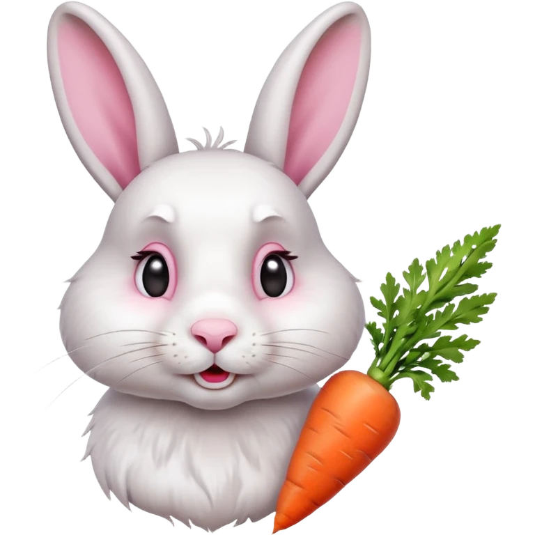 A rabbit nibbling on a carrot, surprised by the flavor, portrait, bust up emoji