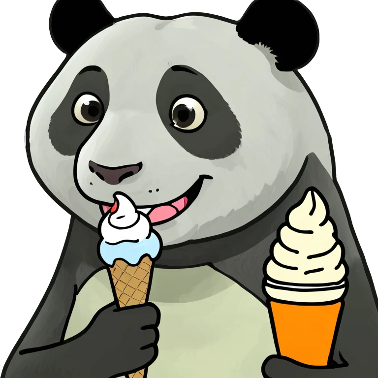 Panda eating ice cream emoji