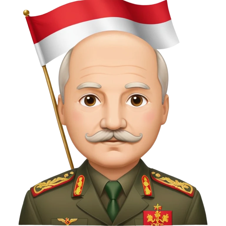 Alexander Lukashenko with mustache holding Belarus flag emoji