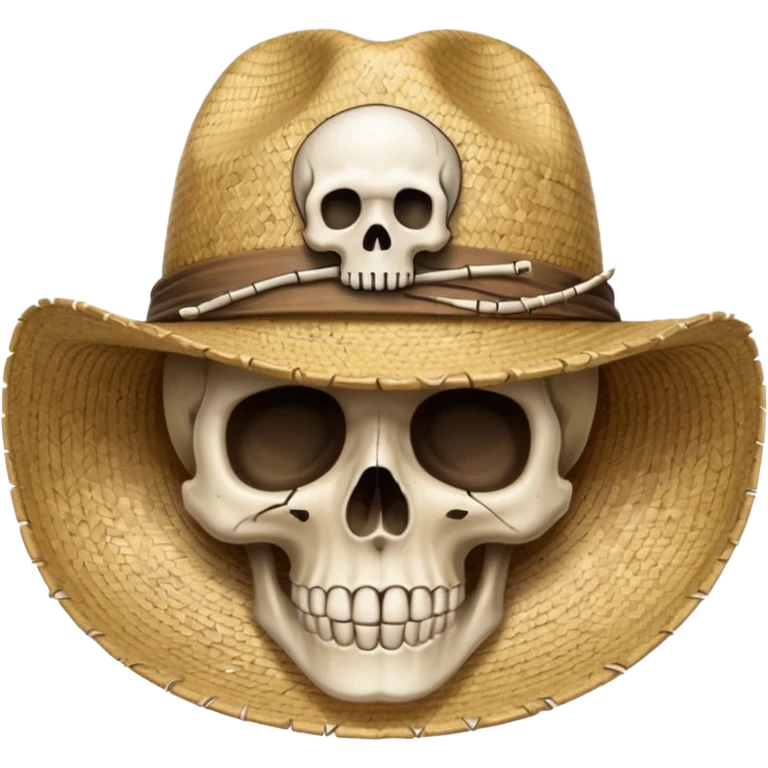 Straw hat with skull  emoji