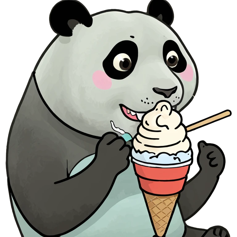 Panda eating ice cream emoji