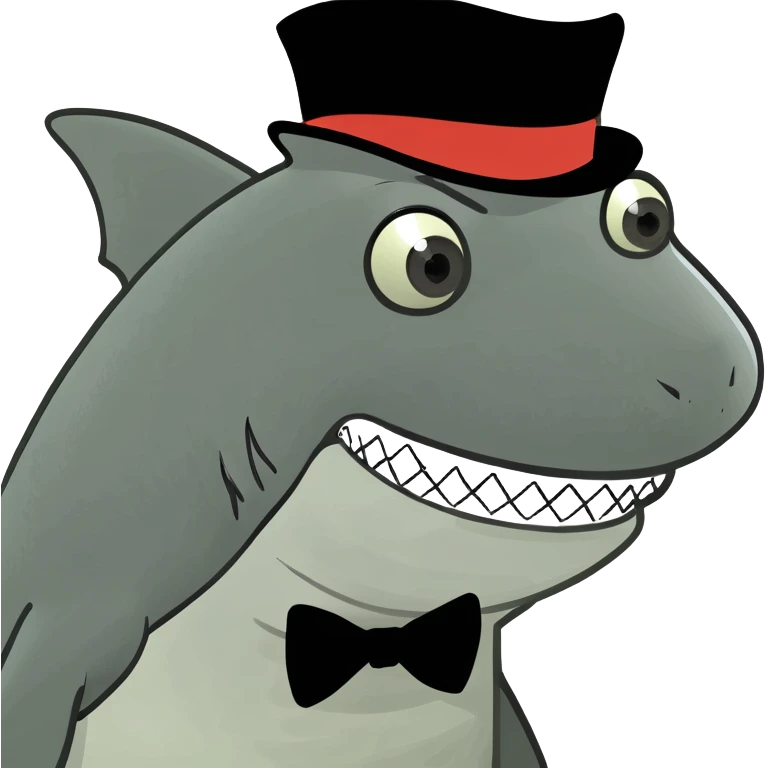 Shark with a top hat emoji