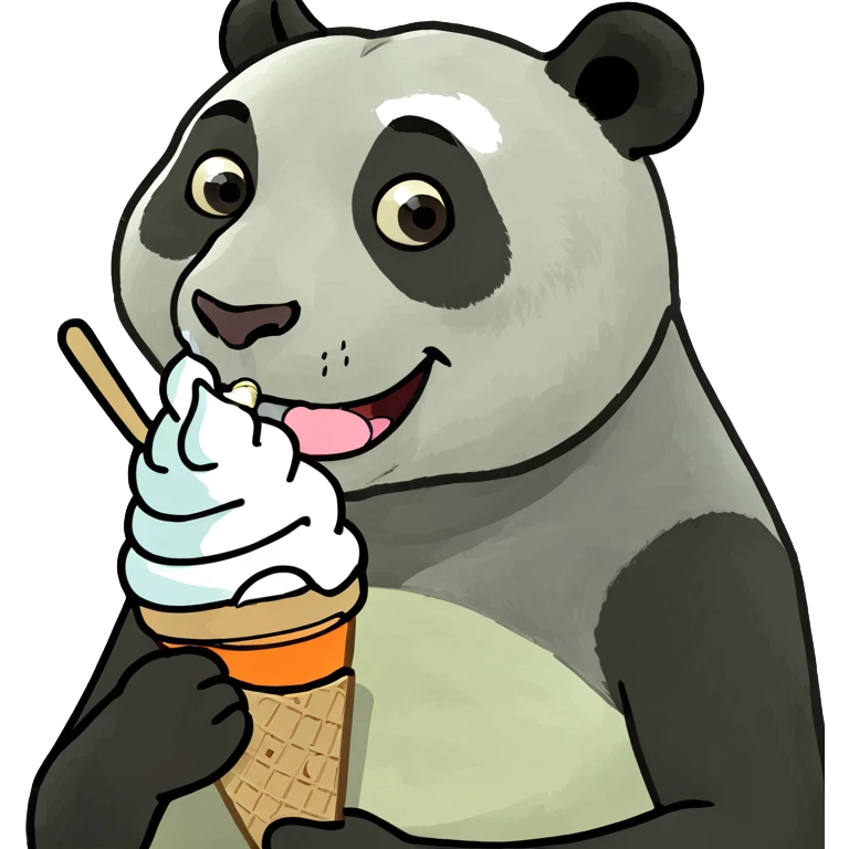 Panda eating ice cream emoji