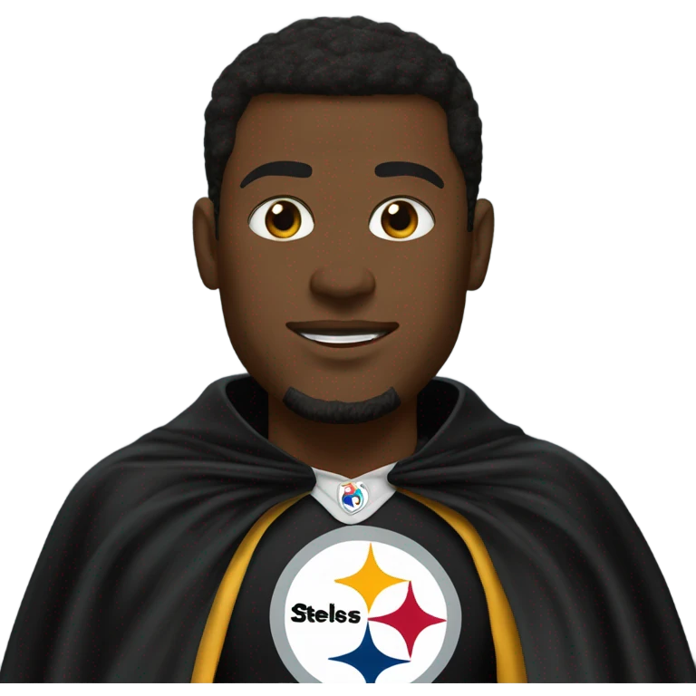 Pittsburgh Steelers player in uniform with black cape. emoji