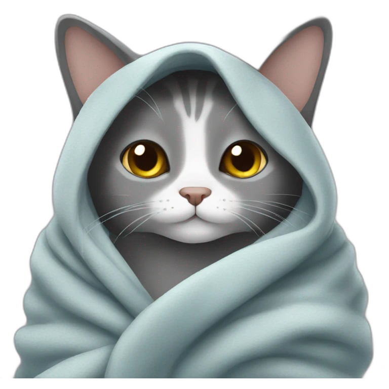gray cat in a blanket emoji