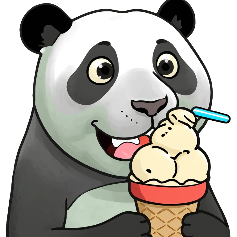 Panda eating ice cream emoji