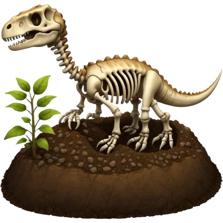 Dinosaur skeleton in soil emoji
