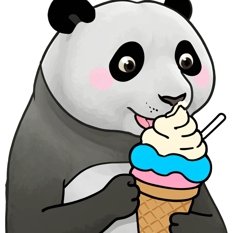 Panda eating ice cream emoji