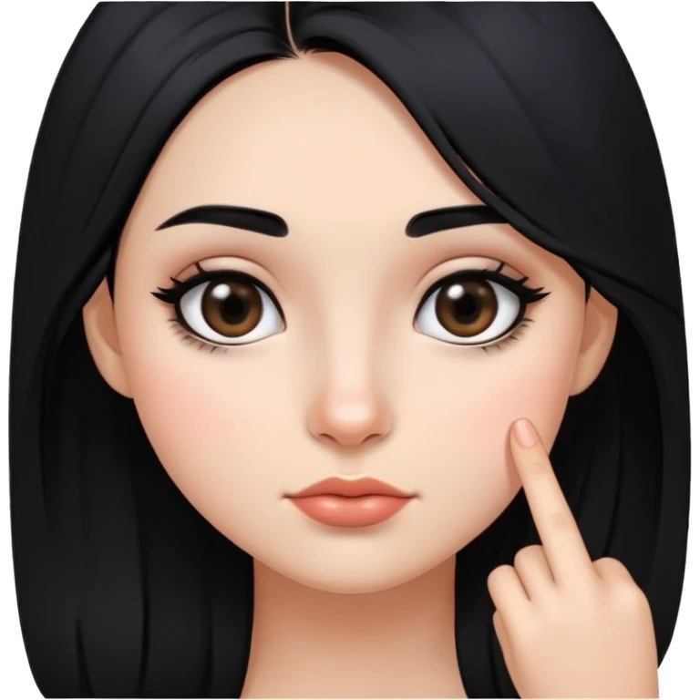 Девушка с черными волосами и черными глазами с родинкой на щеке  emoji
