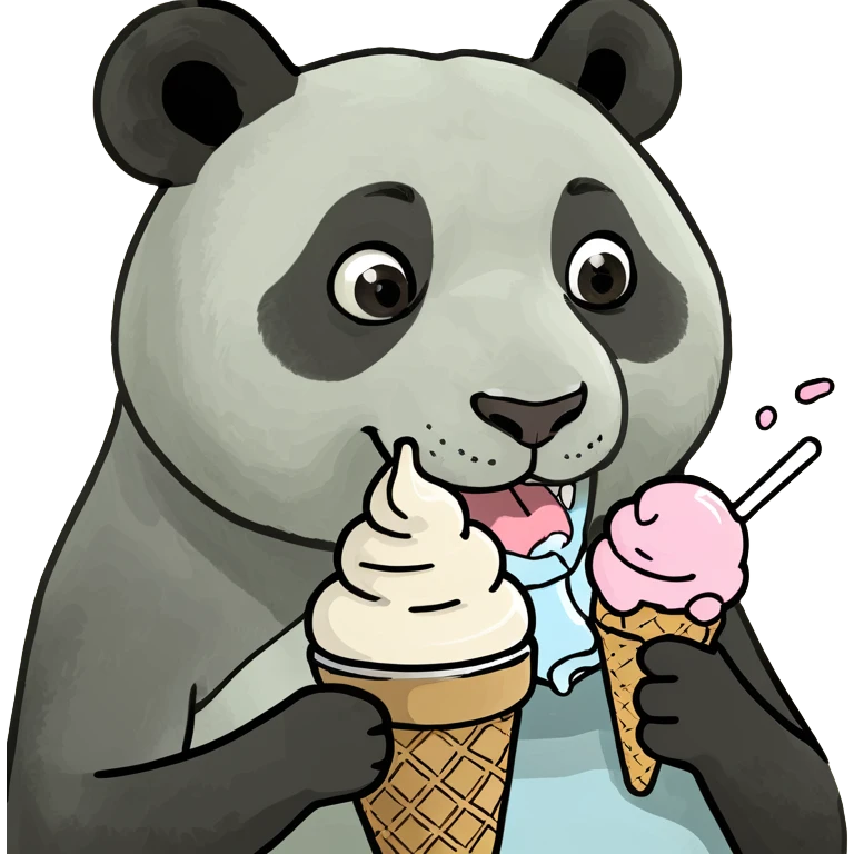 Panda eating ice cream emoji