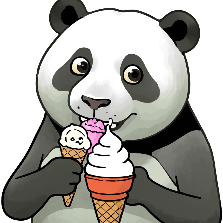 Panda eating ice cream emoji