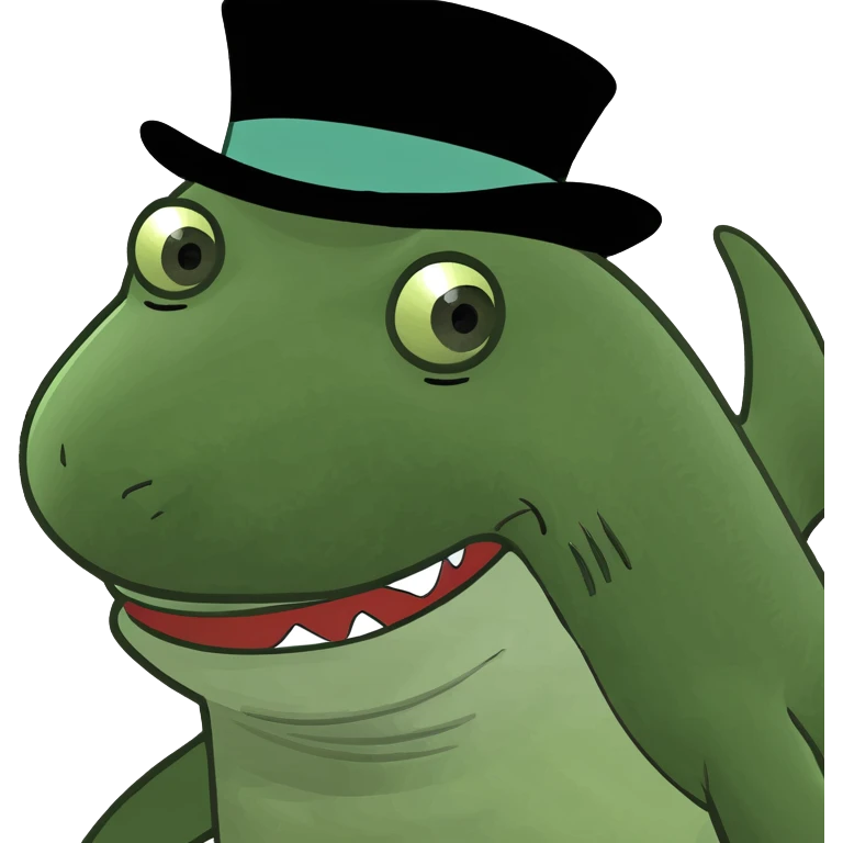 Shark with a top hat emoji