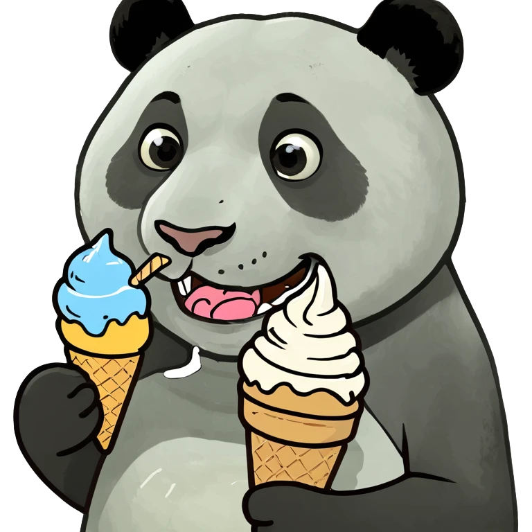 Panda eating ice cream emoji