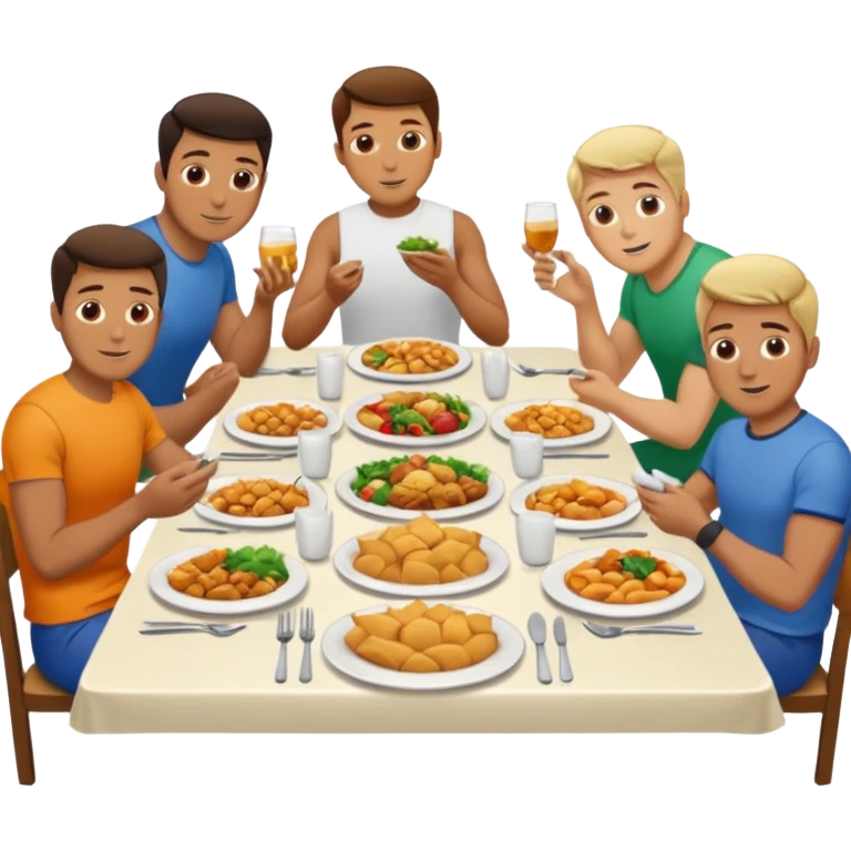 men eating at restaruant emoji