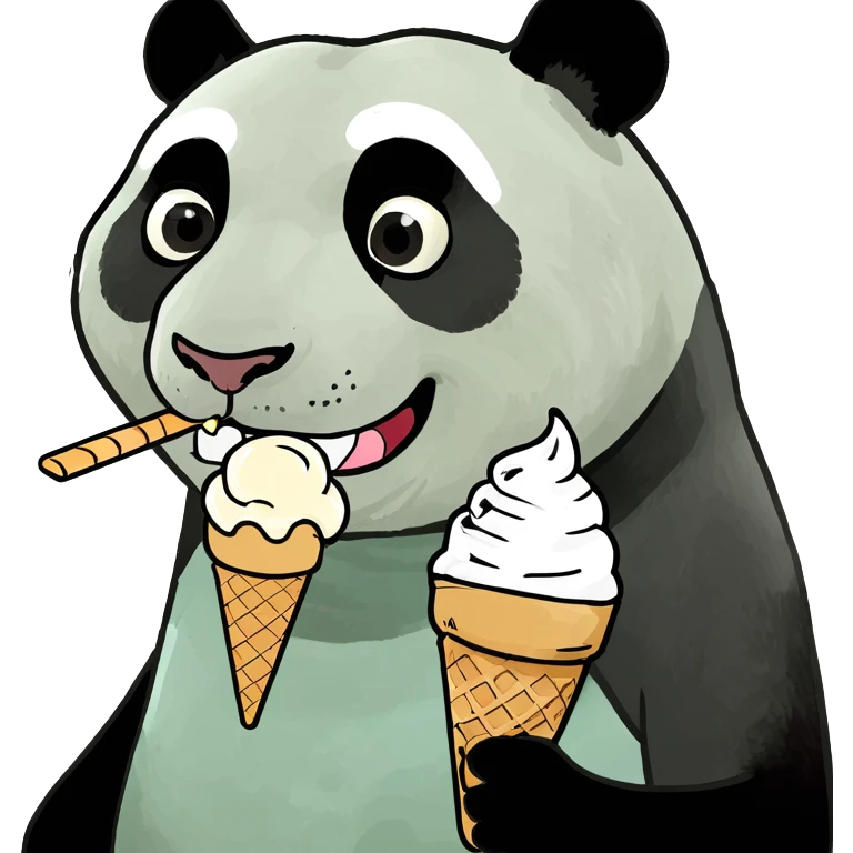 Panda eating ice cream emoji