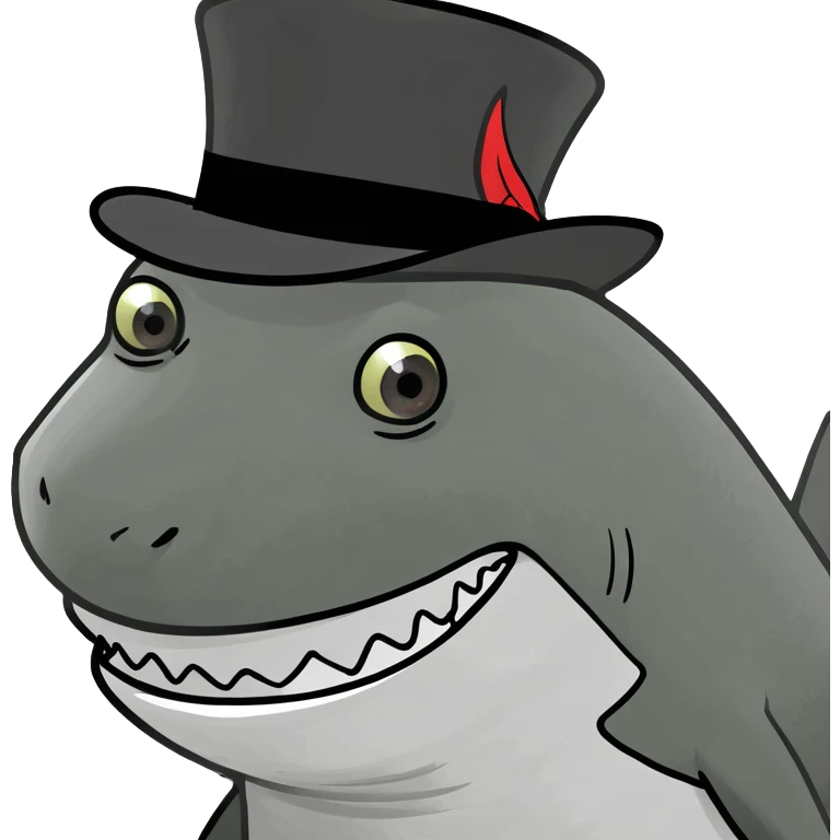 Shark with a top hat emoji