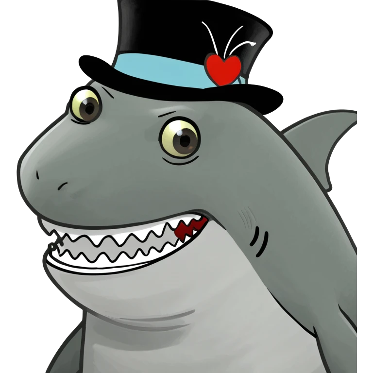 Shark with a top hat emoji