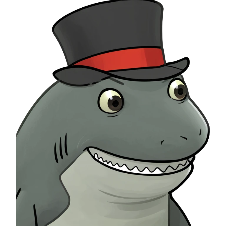 Shark with a top hat emoji