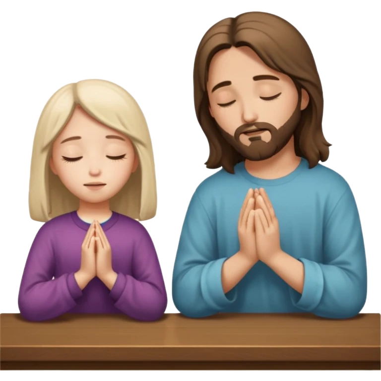 jesus en la mesa orando con una adolescente emoji