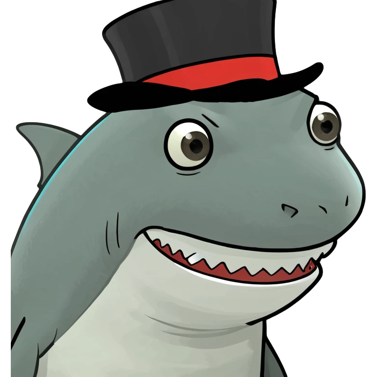 Shark with a top hat emoji