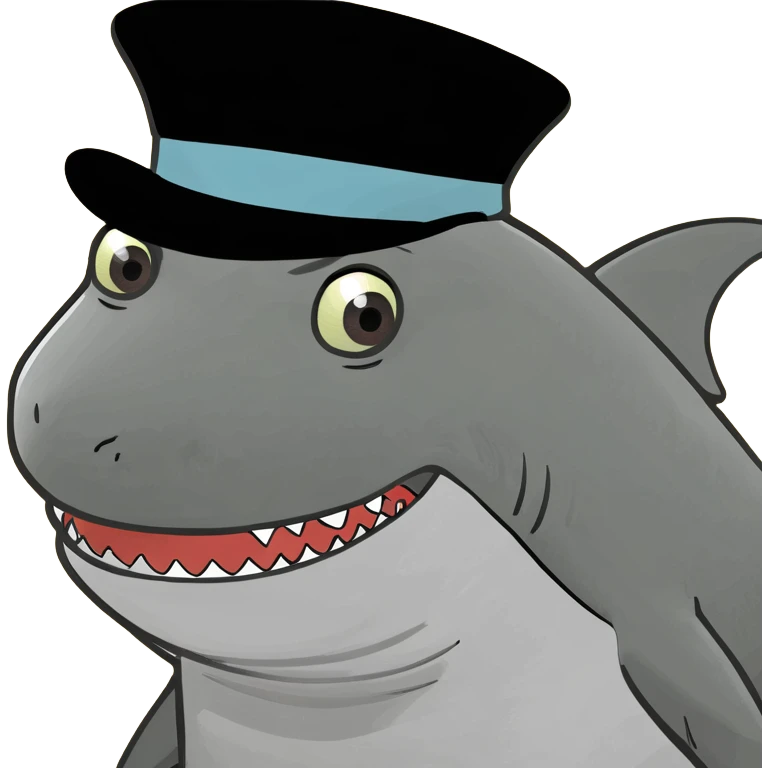 Shark with a top hat emoji