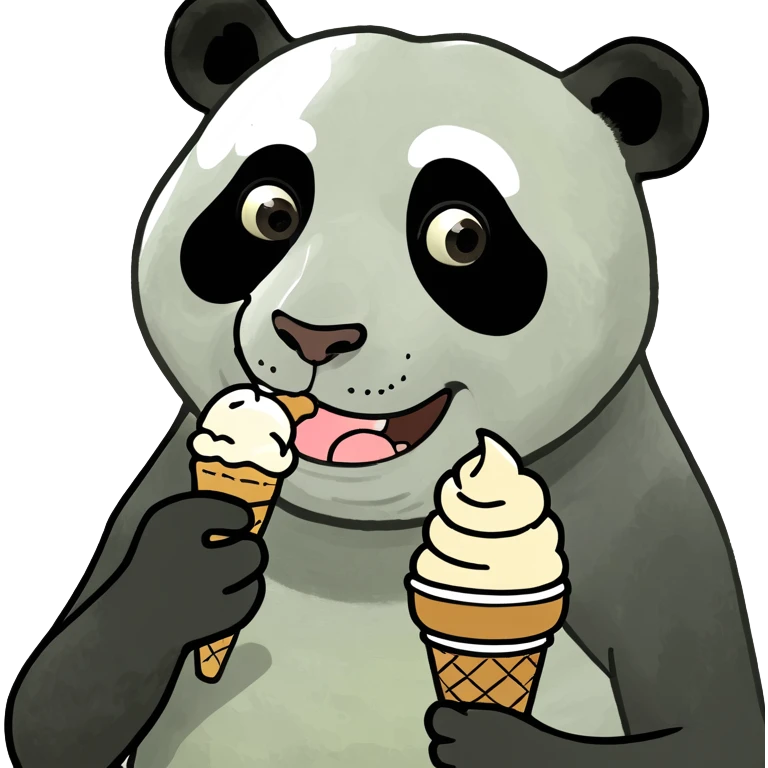 Panda eating ice cream emoji