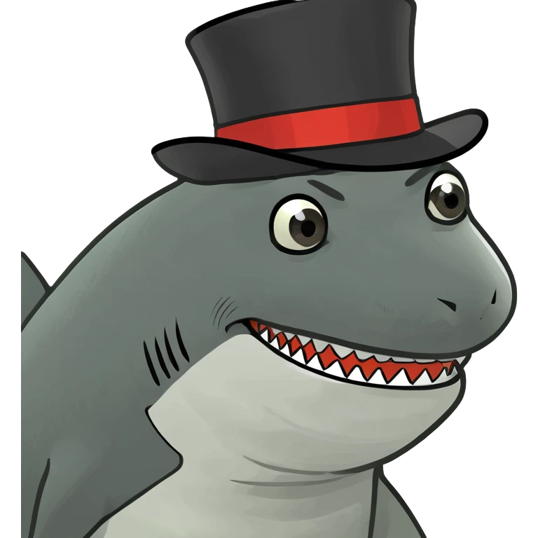 Shark with a top hat emoji