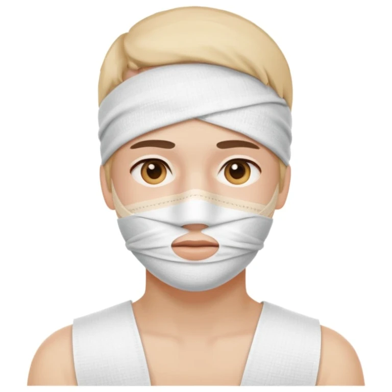 사랑니 빼서 붕대 감아놓은 얼굴 emoji
