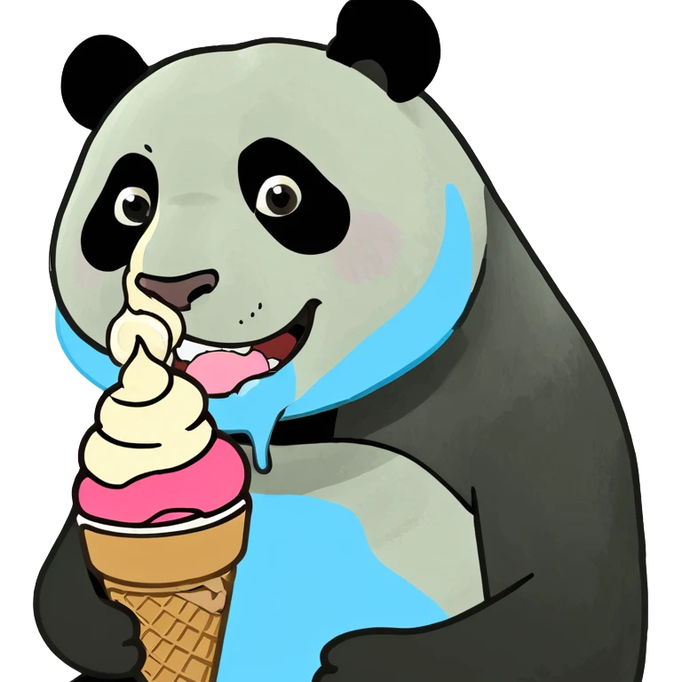 Panda eating ice cream emoji